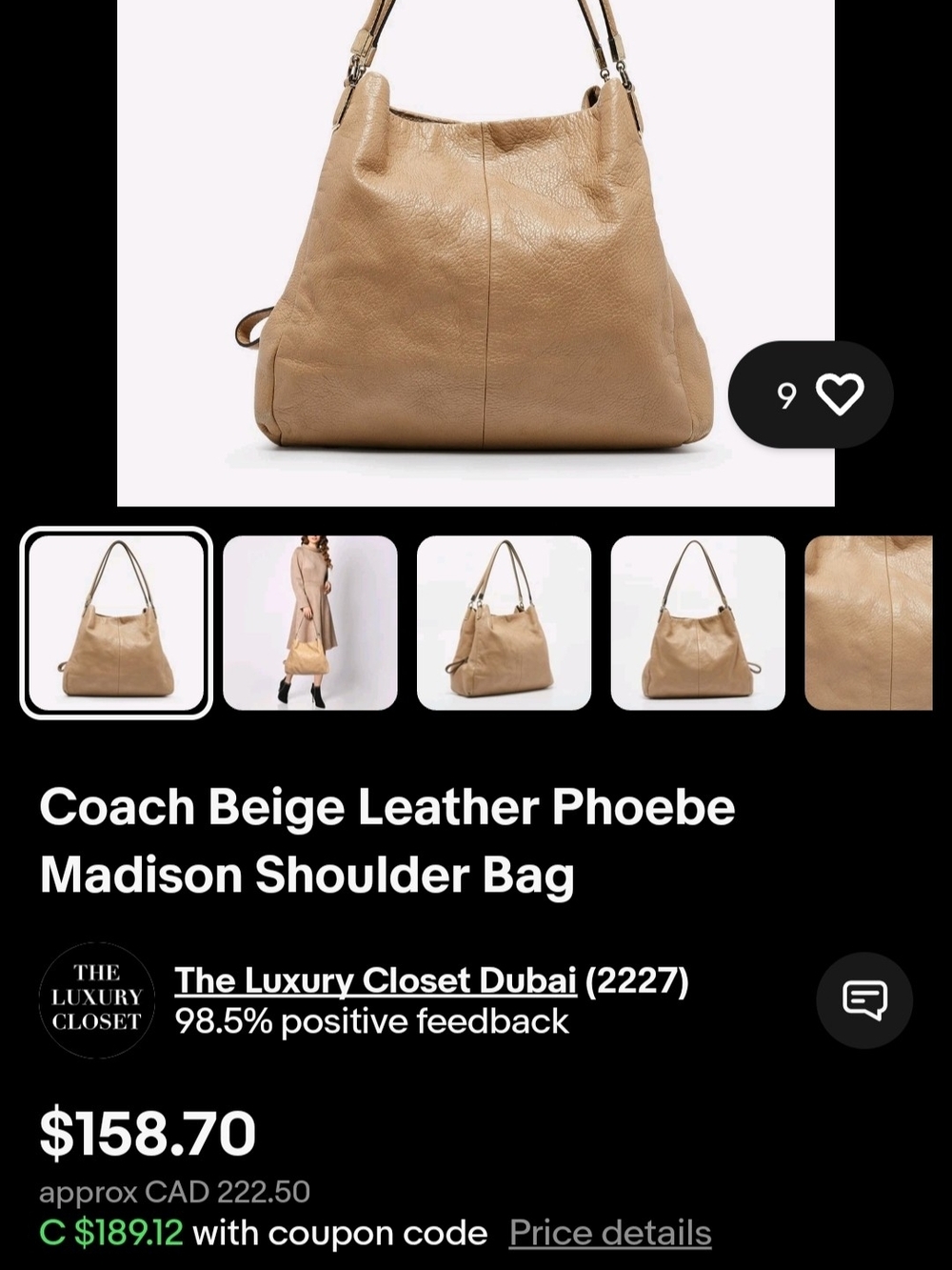 COACH Pebble Leather Hobo Bag in Taupe - Picture 15 of 15
